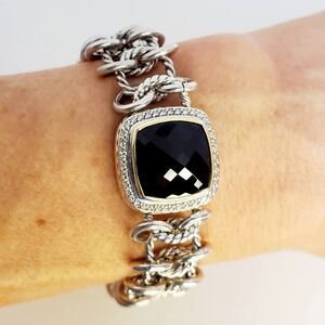 David Yurman Albion Chainmail Bracelet with 18k Gold, Black Onyx & Diamonds